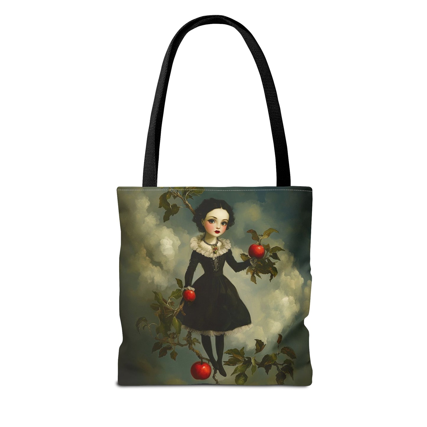 Tote Bag Girl with Apple Tree Illustration