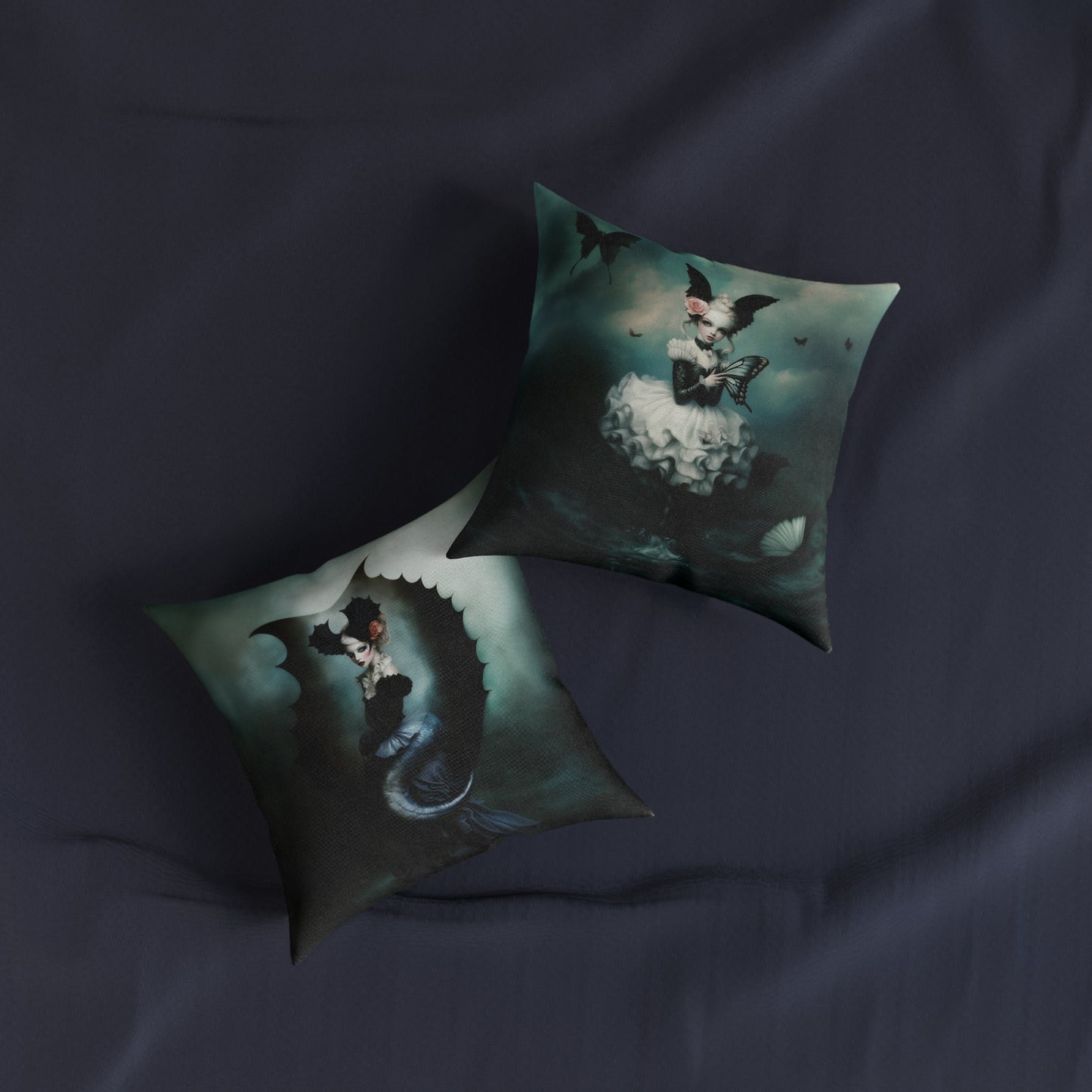 Gothic Mermaid Square Pillow