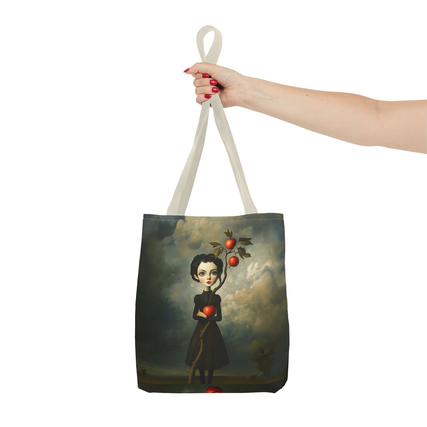 Tote Bag Girl with Apple Tree Illustration