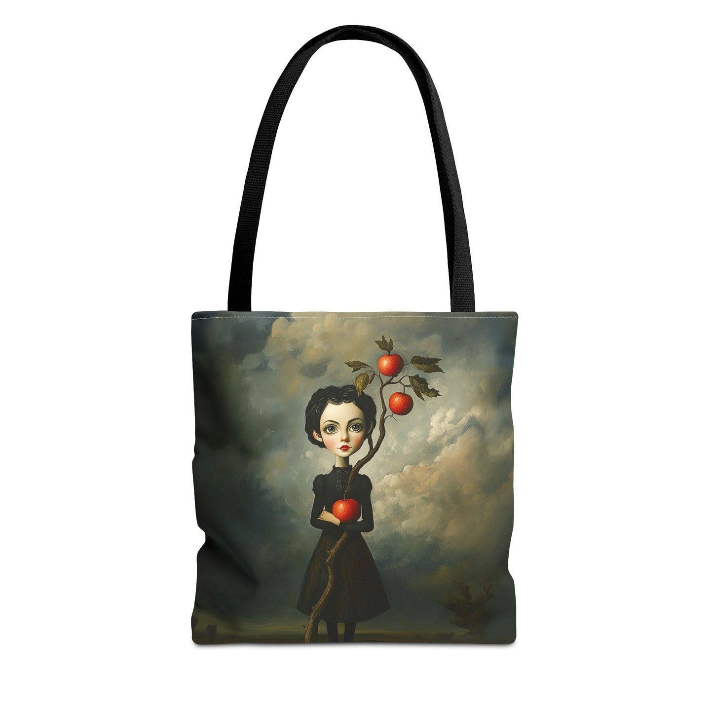 Tote Bag Girl with Apple Tree Illustration