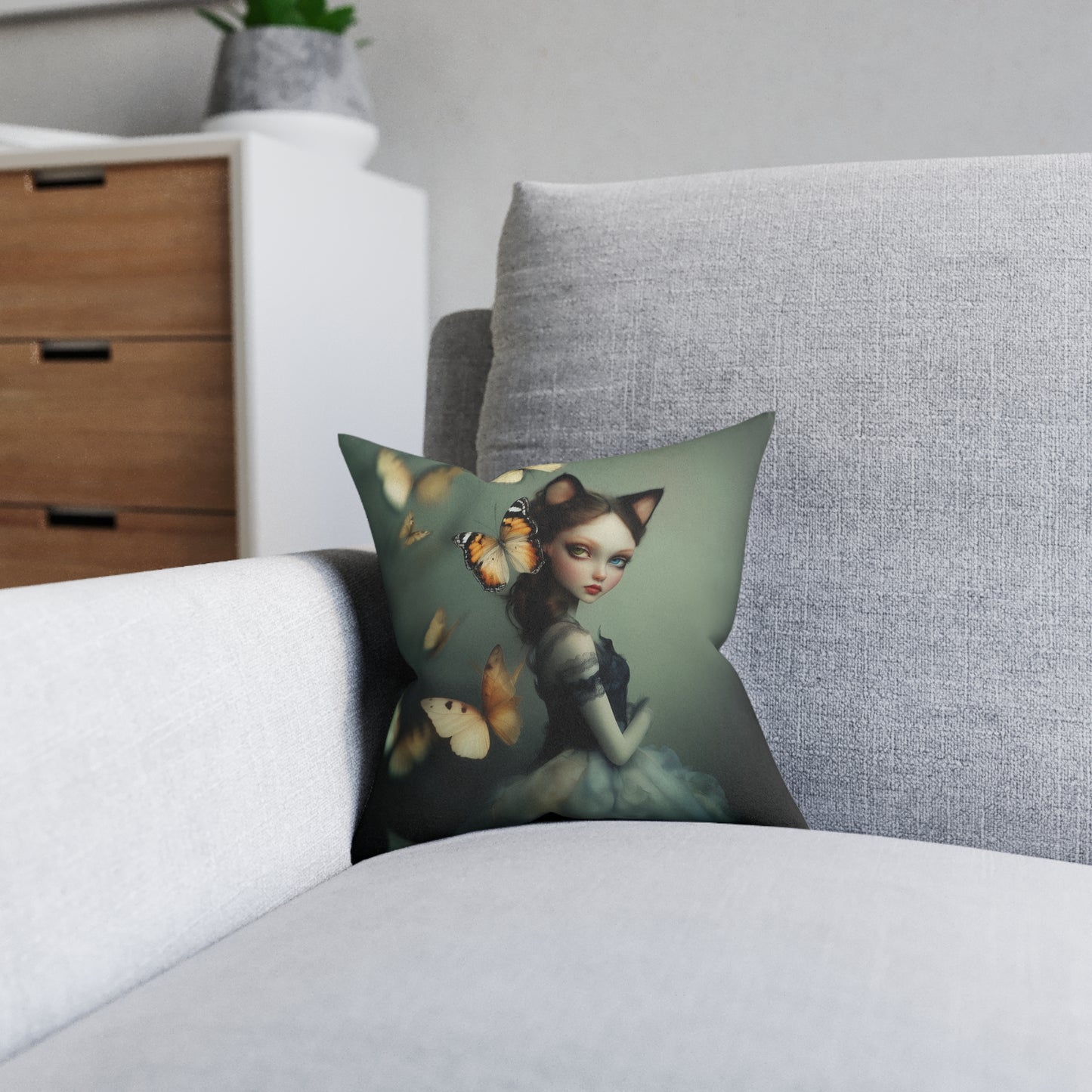 Cat Fairy Square Pillow