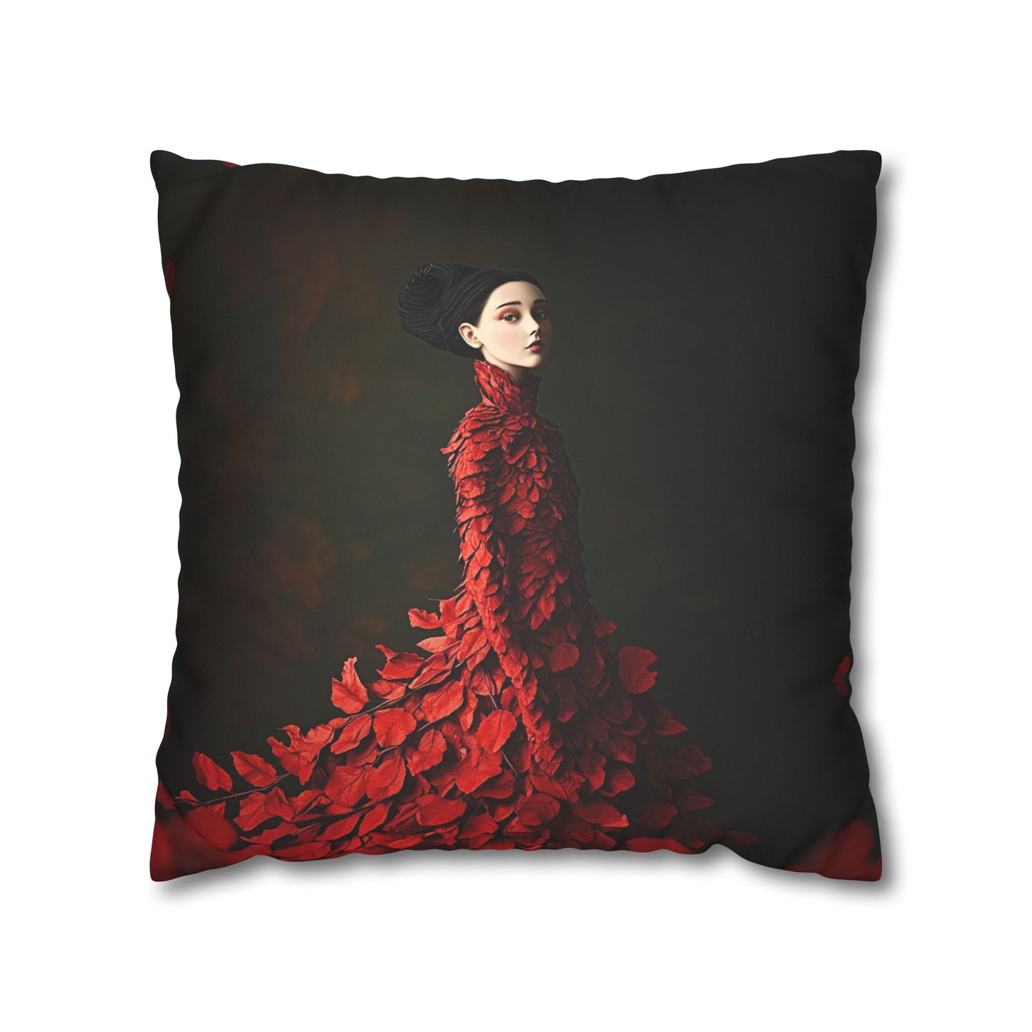 Square Pillowcase - Red Leaves Art Design
