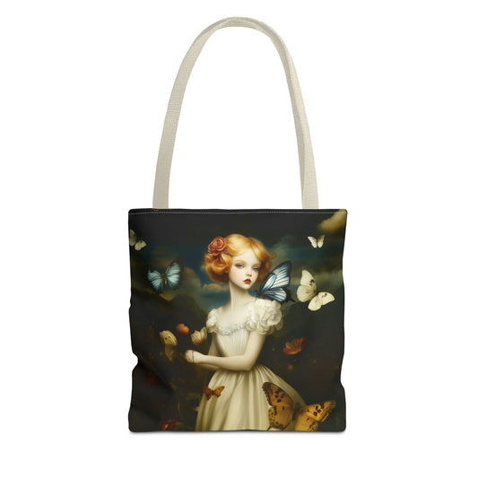 Girl and Butterflies Tote Bag