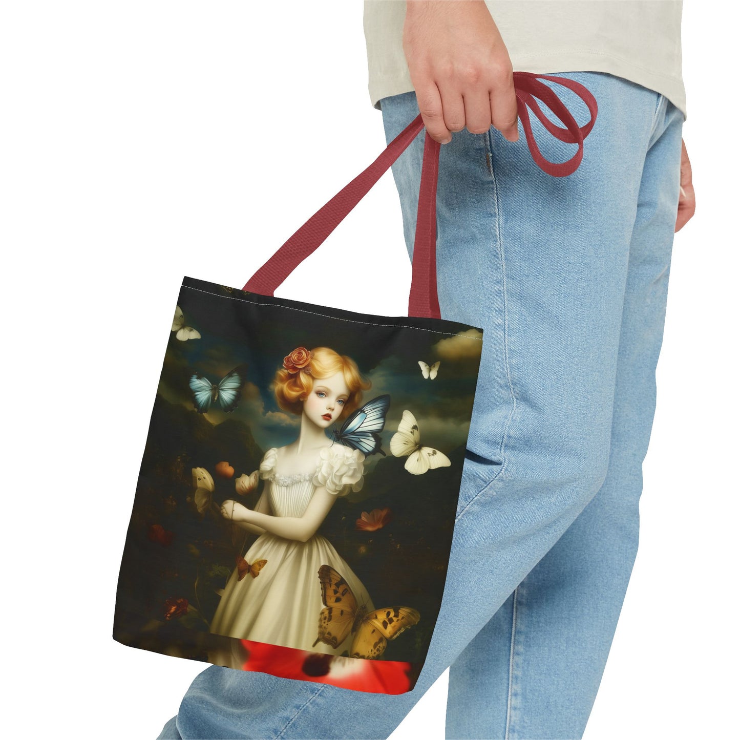 Girl and Butterflies Tote Bag