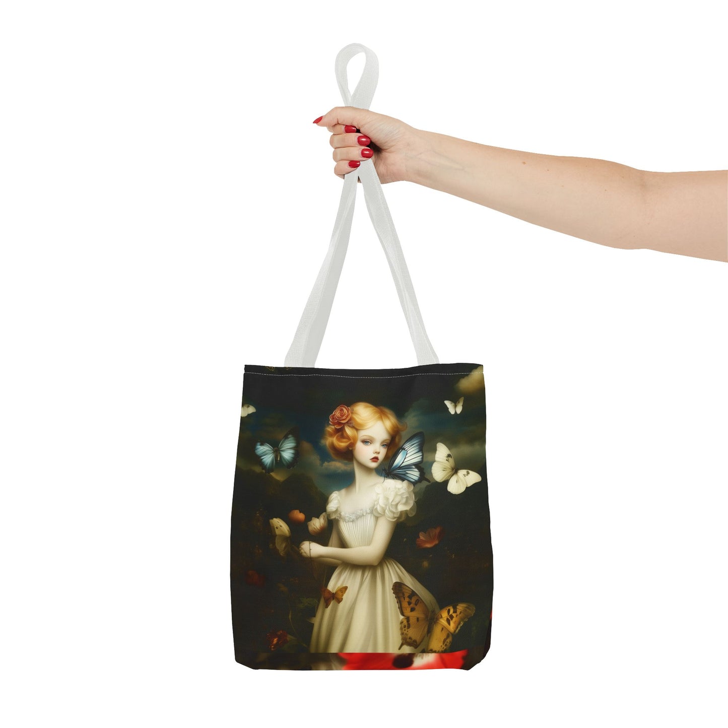 Girl and Butterflies Tote Bag