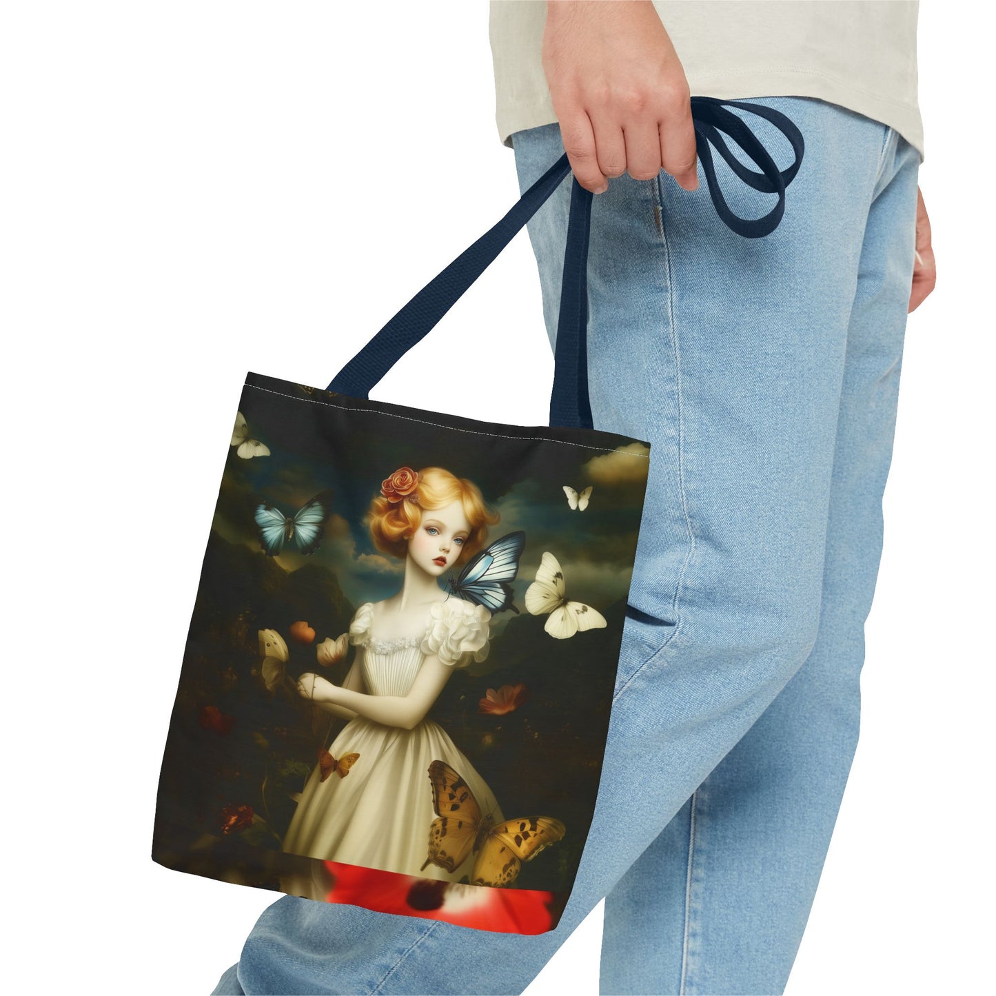 Girl and Butterflies Tote Bag