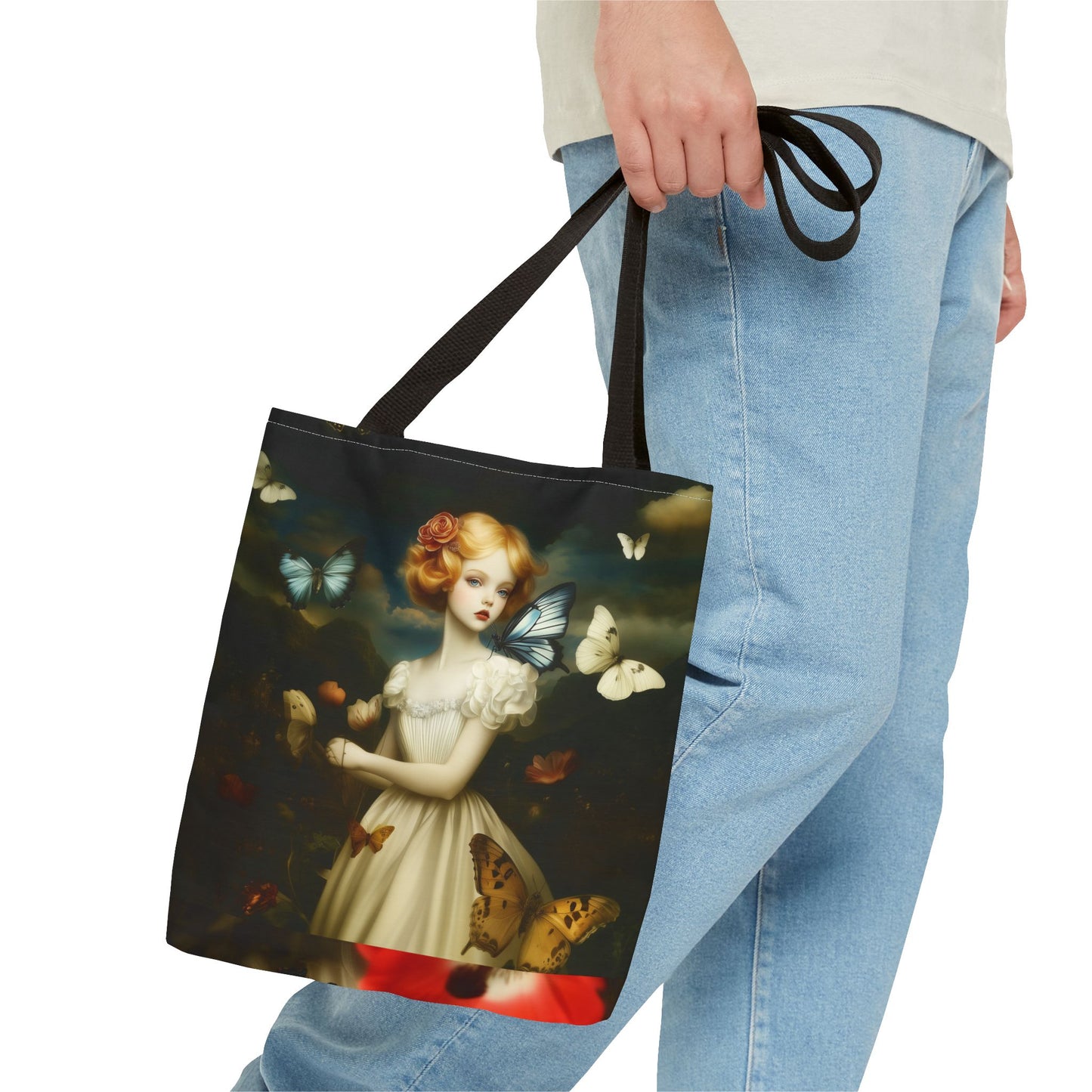 Girl and Butterflies Tote Bag