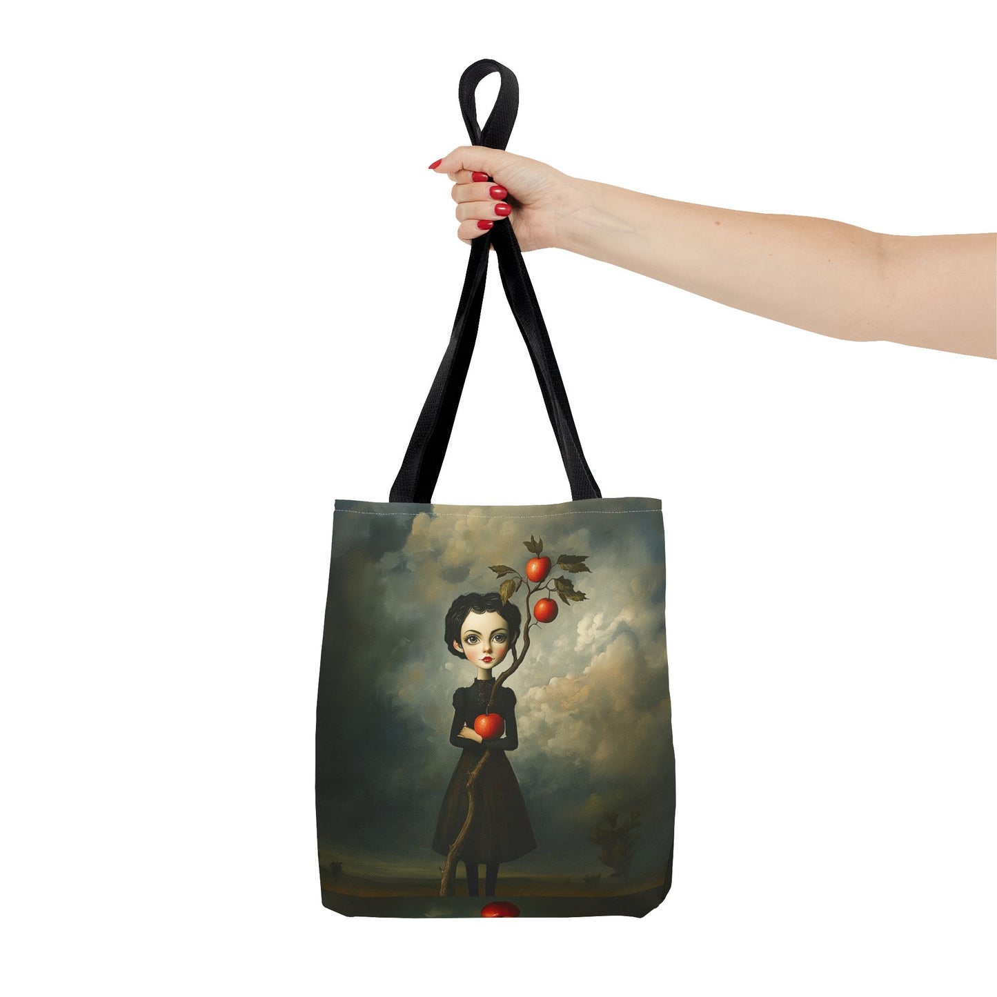 Tote Bag Girl with Apple Tree Illustration