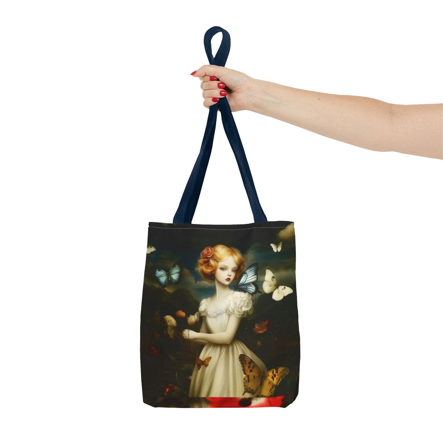 Girl and Butterflies Tote Bag