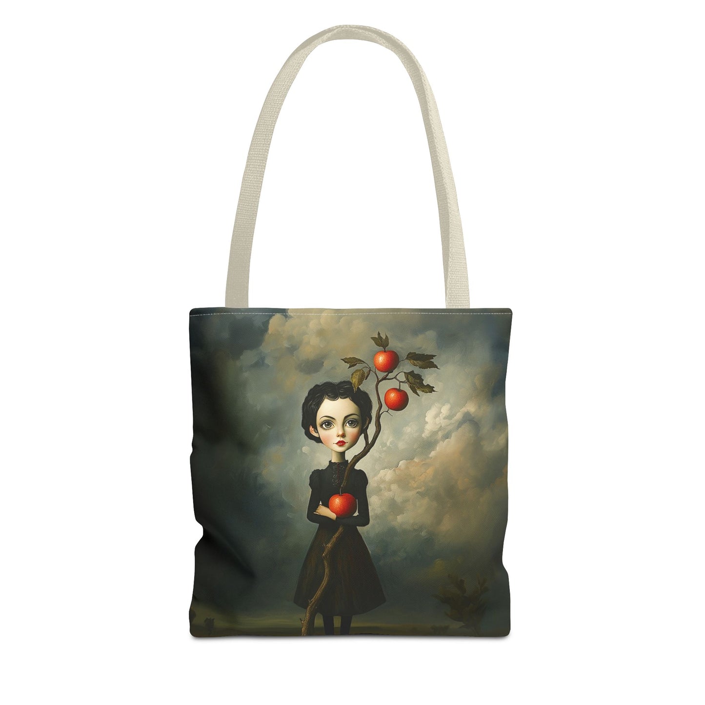 Tote Bag Girl with Apple Tree Illustration