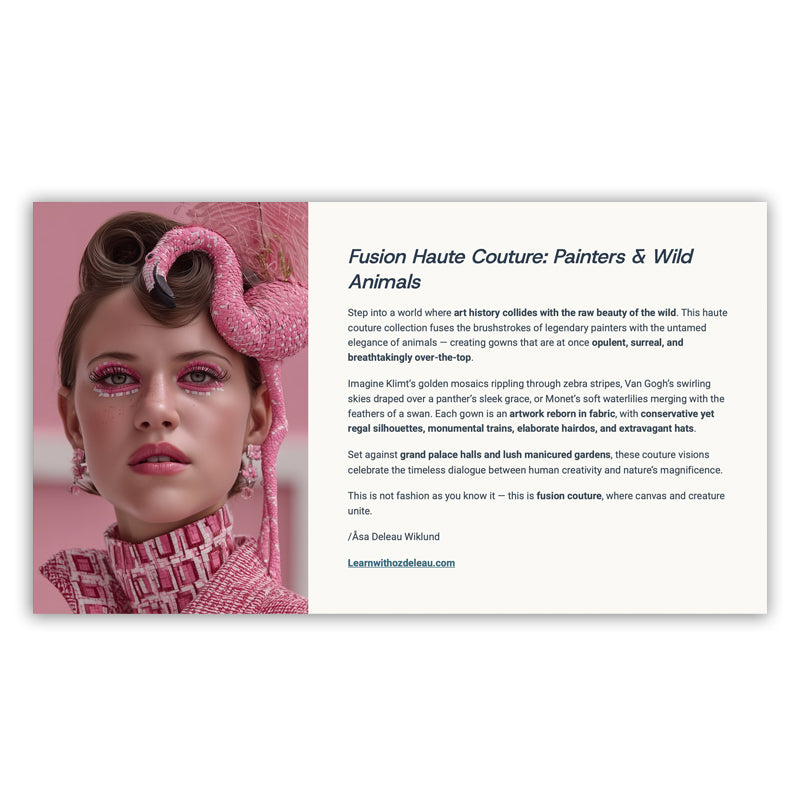 3 PDF bundle- Couture inspired by animals and art- 180 prompt collection