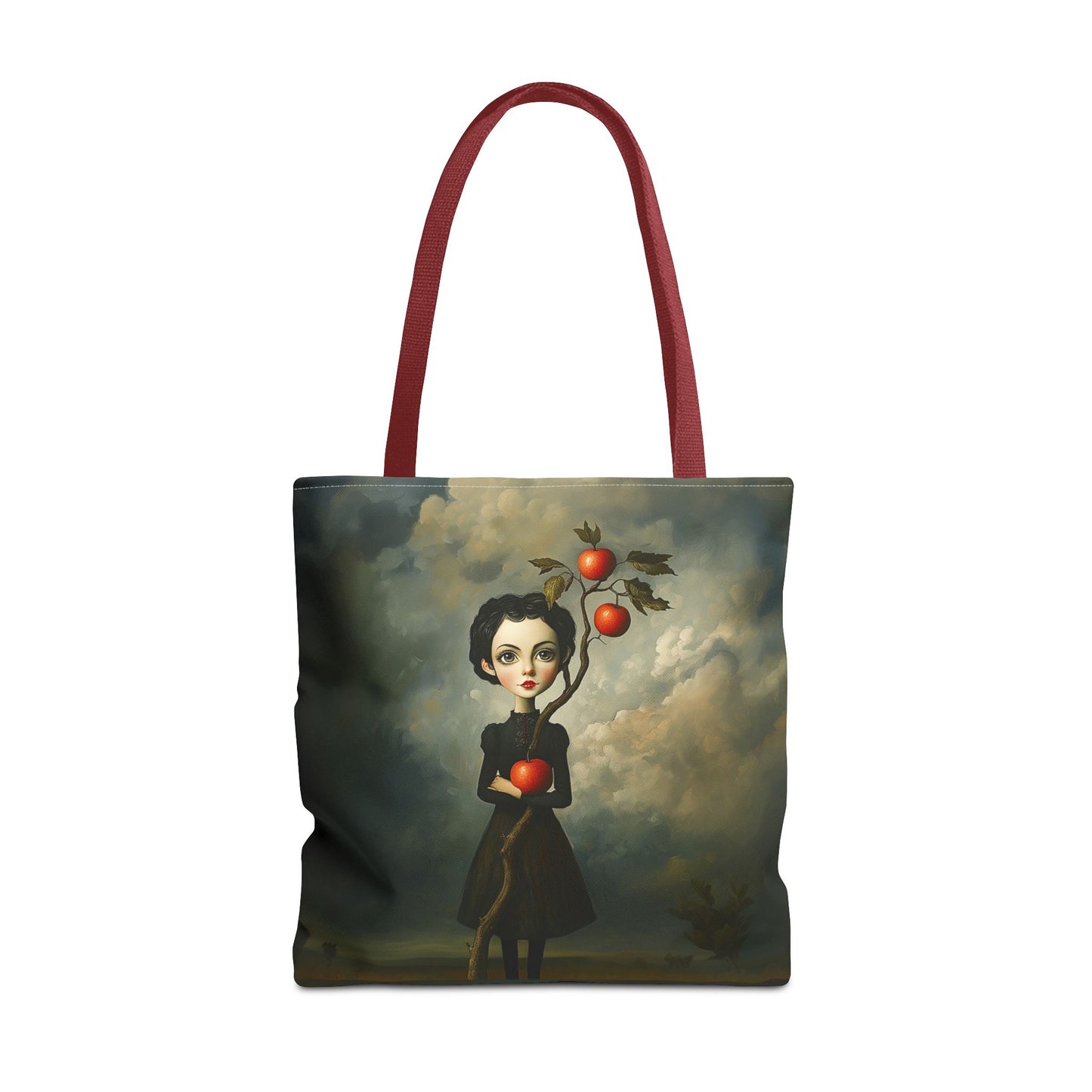 Tote Bag Girl with Apple Tree Illustration
