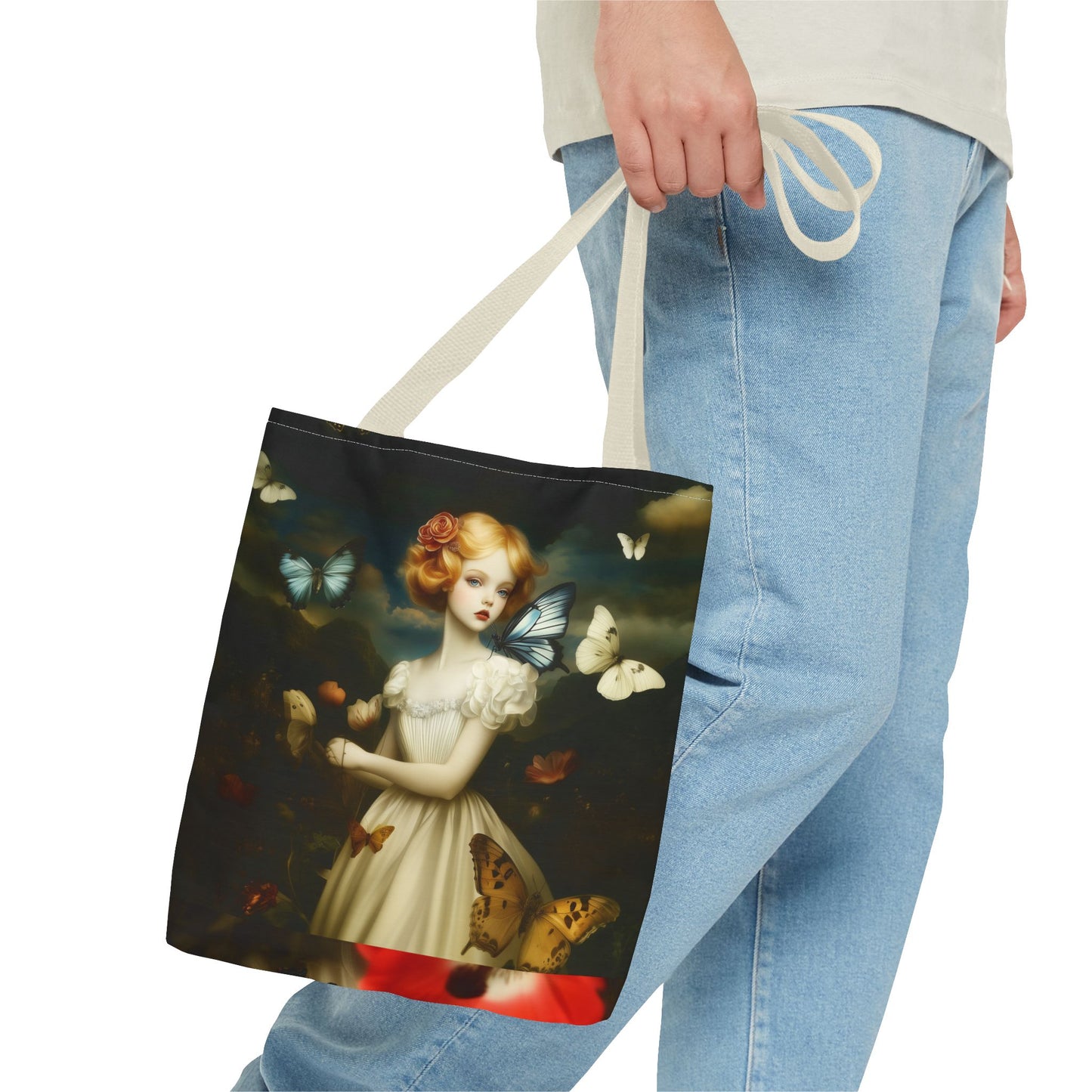 Girl and Butterflies Tote Bag