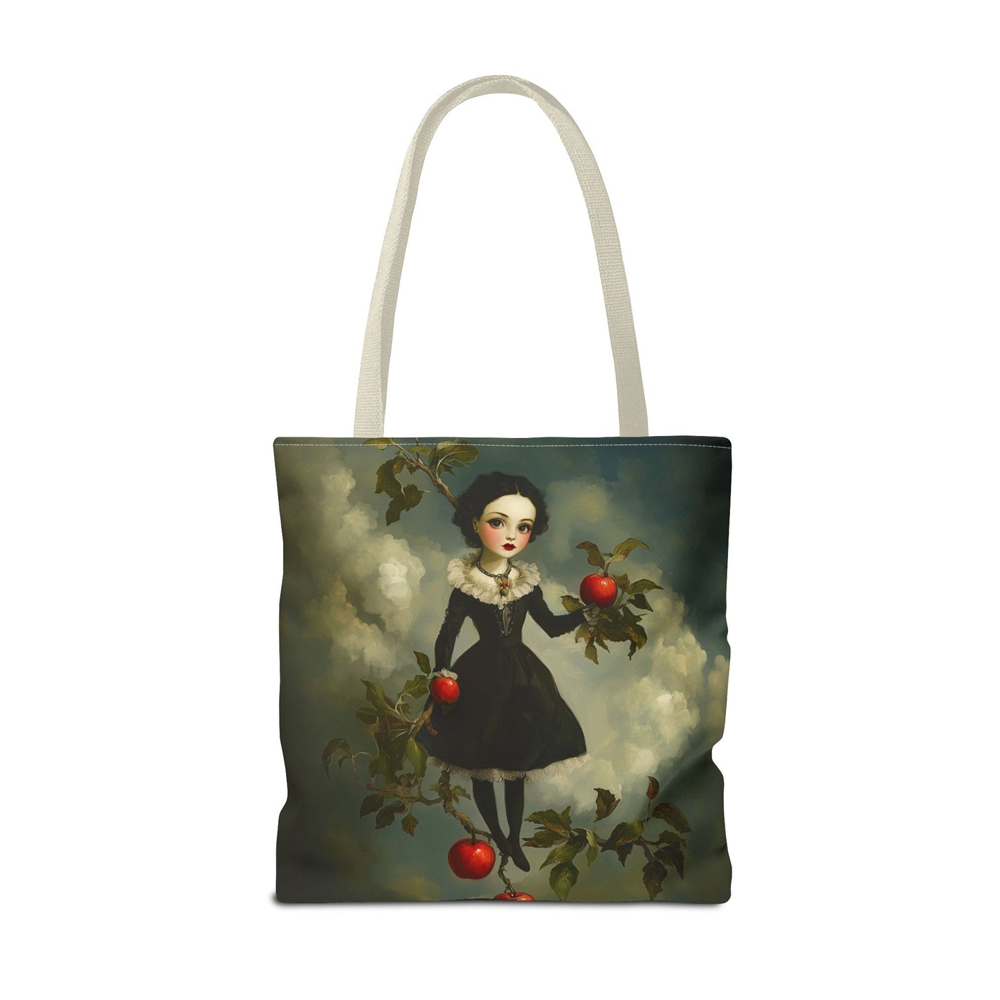 Tote Bag Girl with Apple Tree Illustration