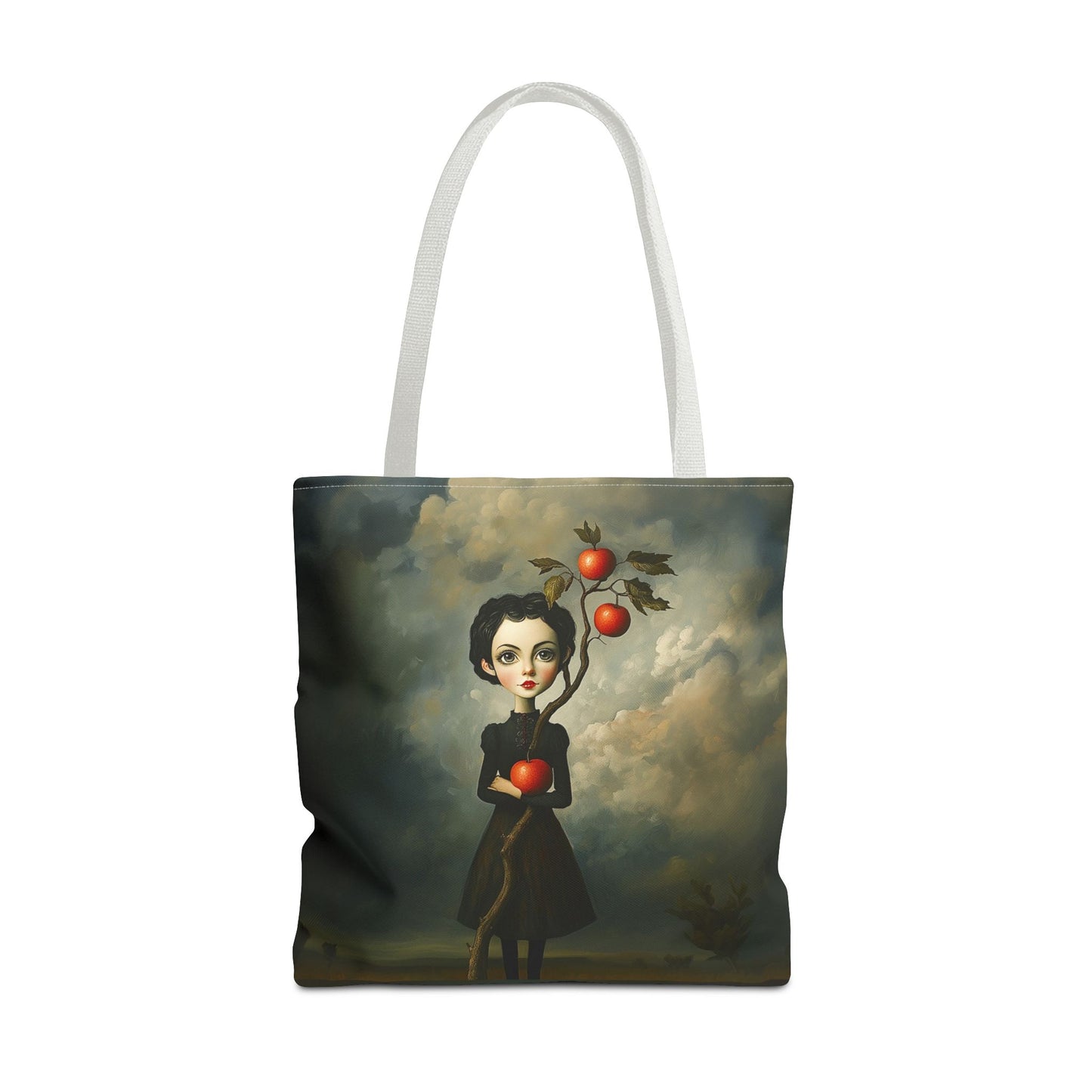 Tote Bag Girl with Apple Tree Illustration