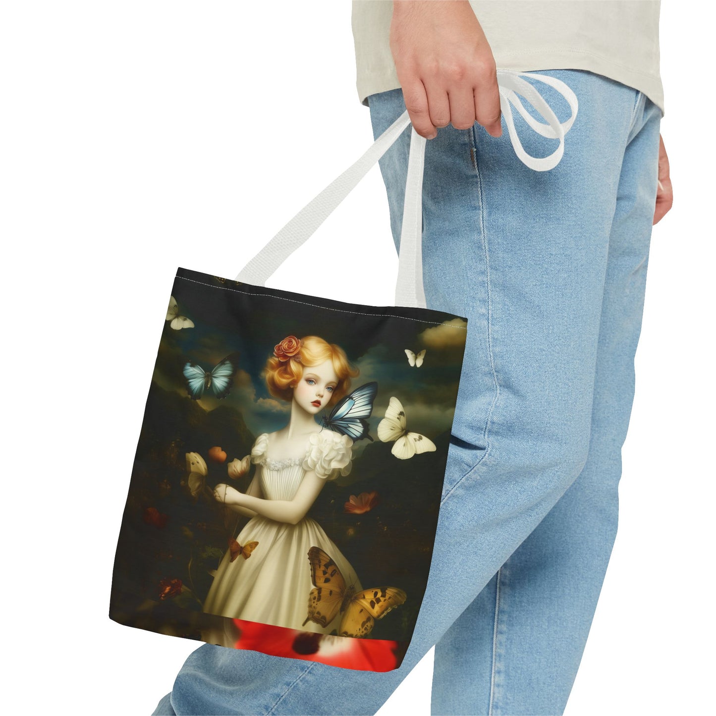 Girl and Butterflies Tote Bag