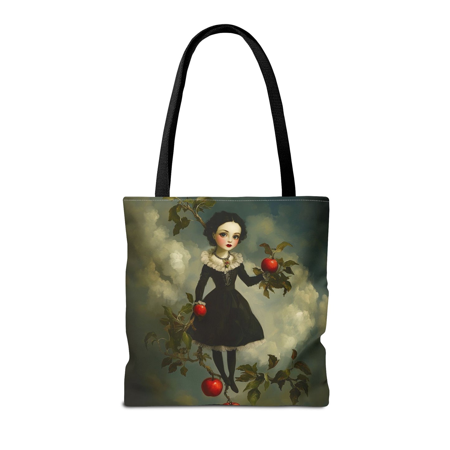 Tote Bag Girl with Apple Tree Illustration