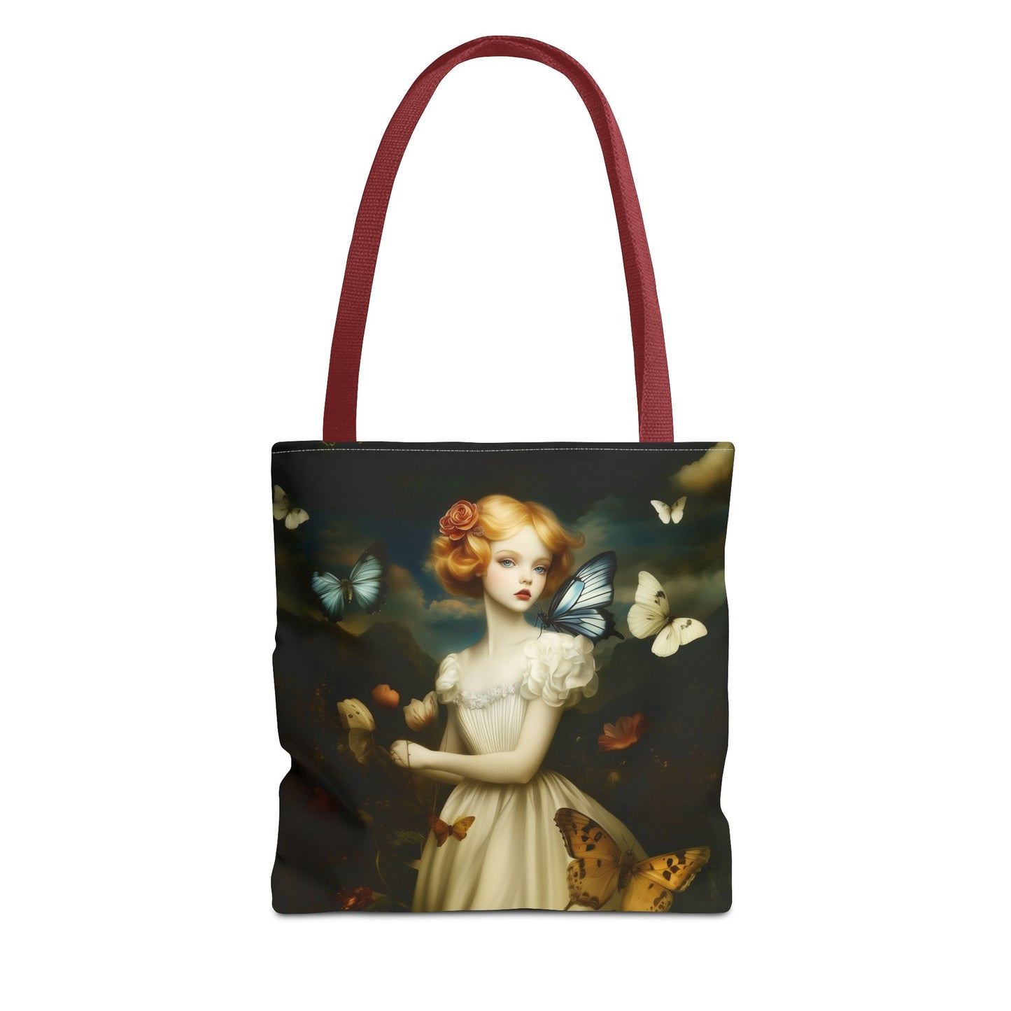 Girl and Butterflies Tote Bag