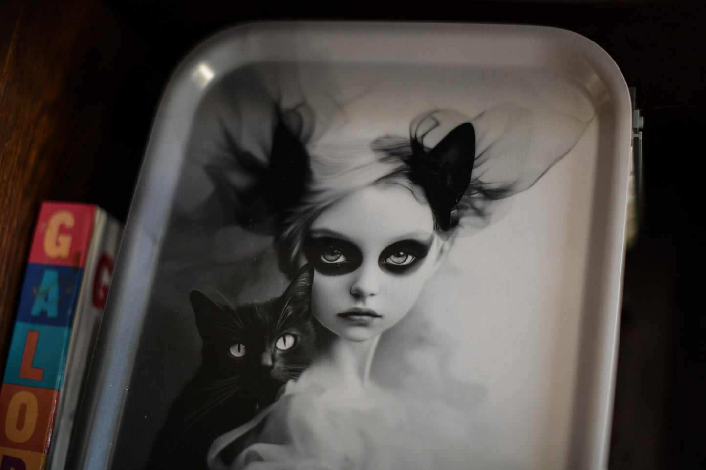 Ghost girl and cat tray