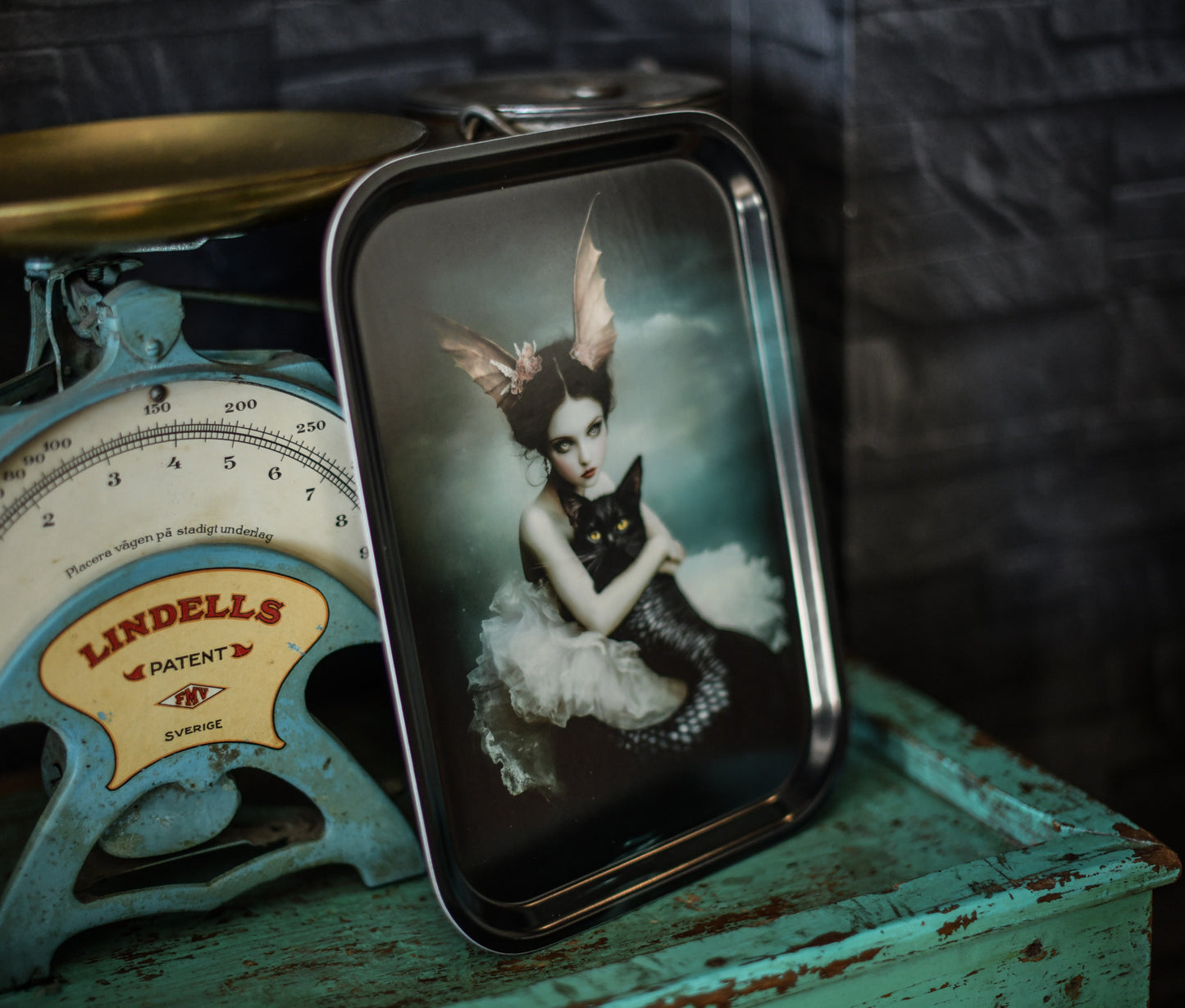 Catfish mermaid fairy tray 20x27cm