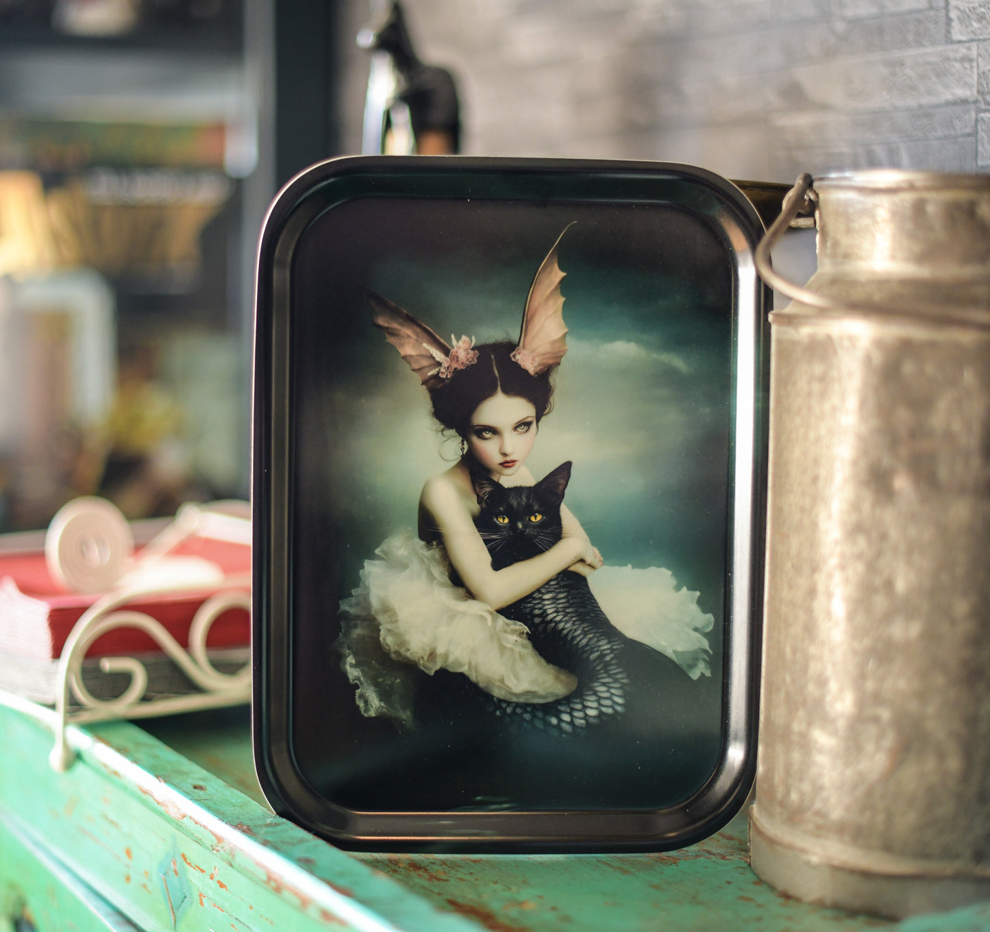 Catfish mermaid fairy tray 20x27cm