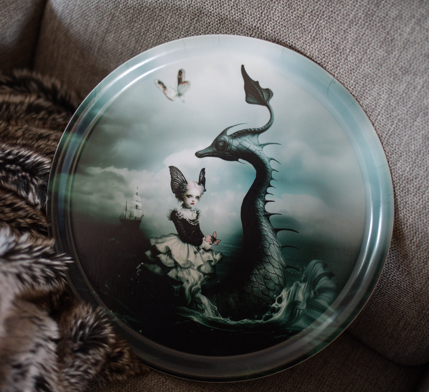 Sea dragon mermaid tray round 25cm