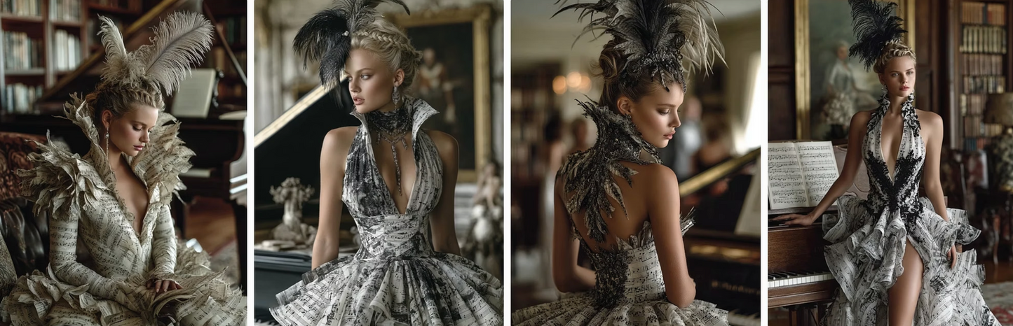 Couture collection inspired by musical instruments- 60 prompts