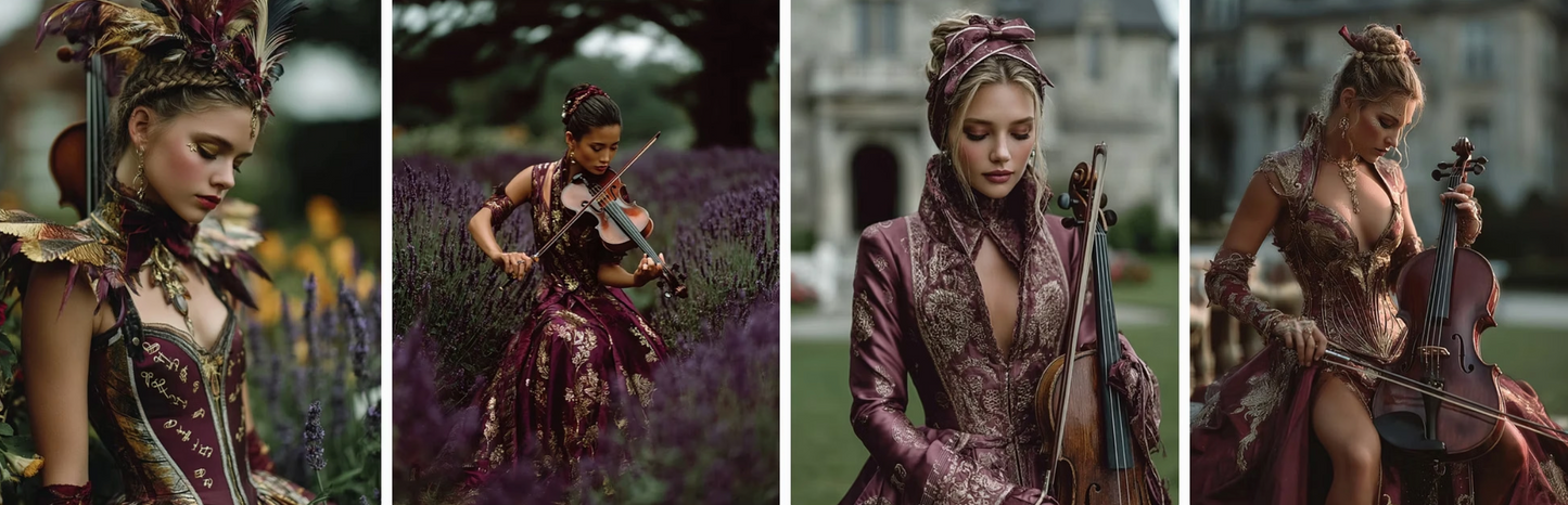 Couture collection inspired by musical instruments- 60 prompts