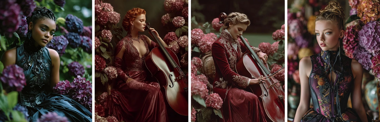 Couture collection inspired by musical instruments- 60 prompts