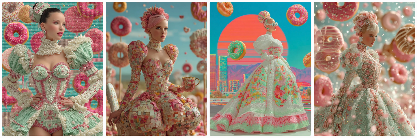 Sculptural Surrealist Couture princesses – 30 Illustrated Fashion Prompts