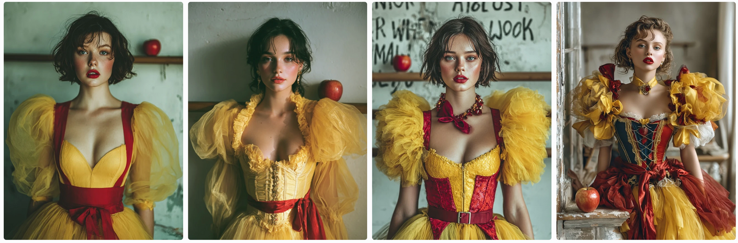 60 Snow White Haute Couture Prompts inspired by art and photographers– Illustrated Editorial Collection