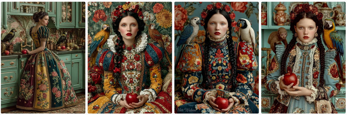 60 Snow White Haute Couture Prompts inspired by art and photographers– Illustrated Editorial Collection