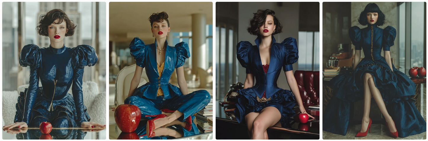 60 Snow White Haute Couture Prompts inspired by art and photographers– Illustrated Editorial Collection