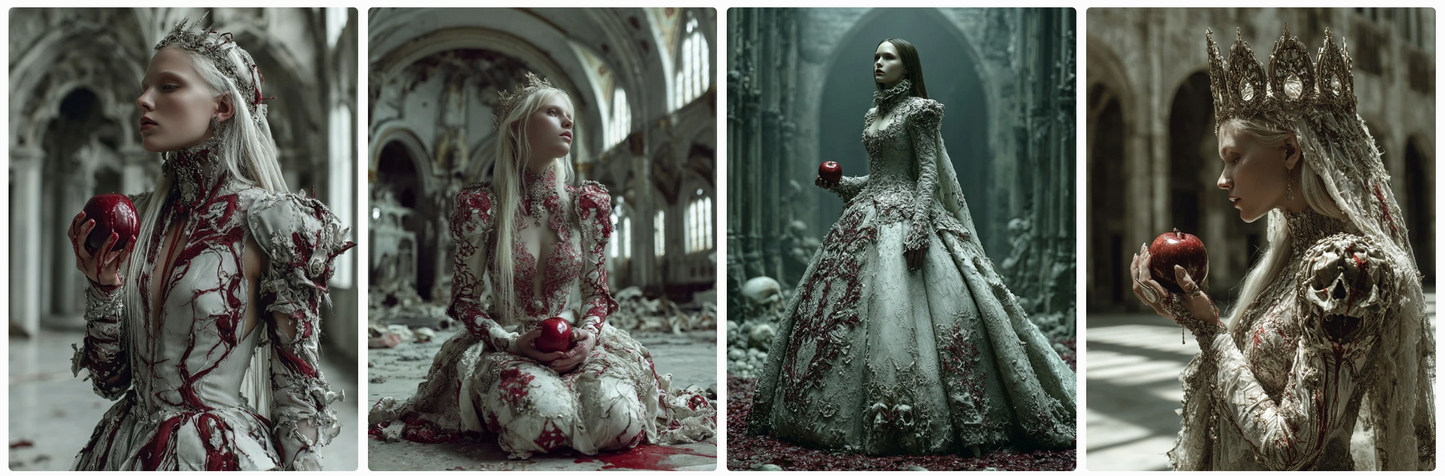 60 Snow White Haute Couture Prompts inspired by art and photographers– Illustrated Editorial Collection