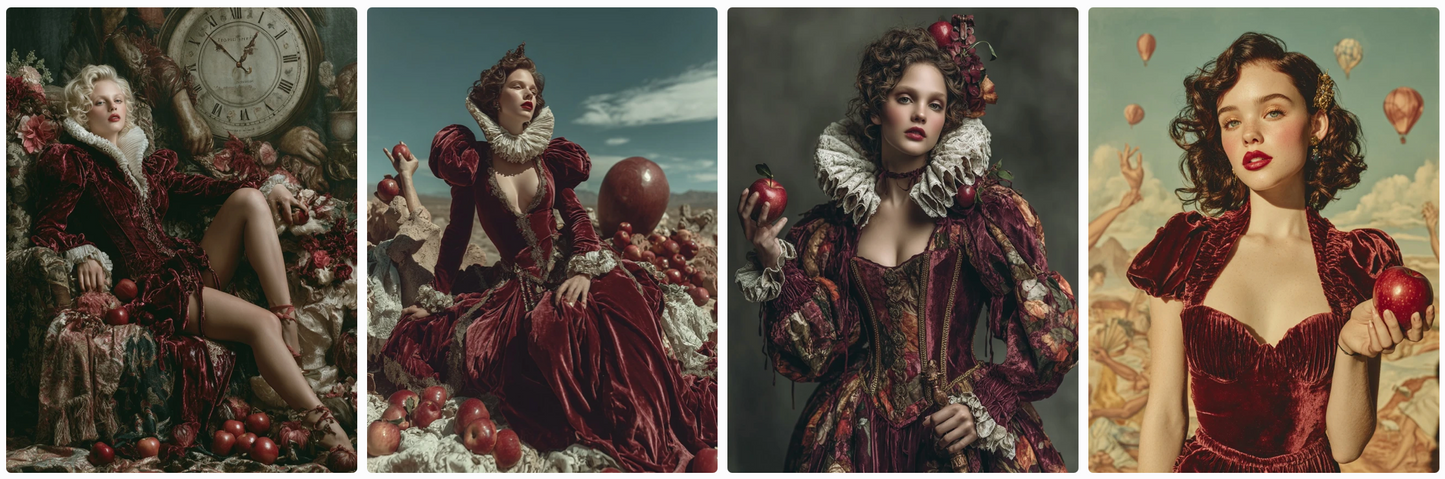 60 Snow White Haute Couture Prompts inspired by art and photographers– Illustrated Editorial Collection