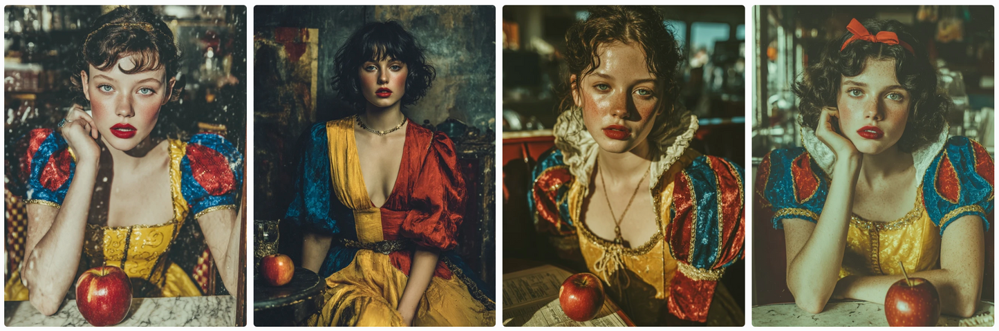 60 Snow White Haute Couture Prompts inspired by art and photographers– Illustrated Editorial Collection