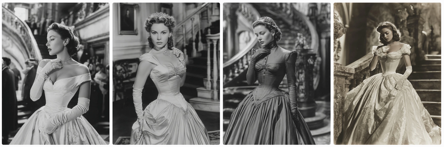 Fairy tales-Old Hollywood style! Sepia, B/W and technicolor- 60 prompts
