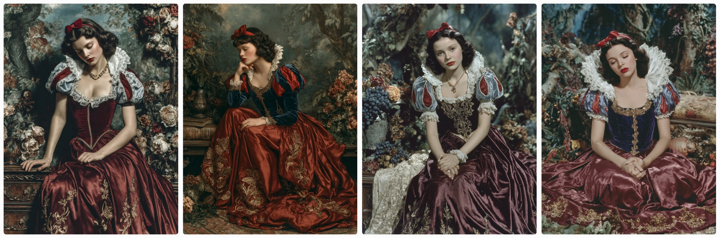 Fairy tales-Old Hollywood style! Sepia, B/W and technicolor- 60 prompts