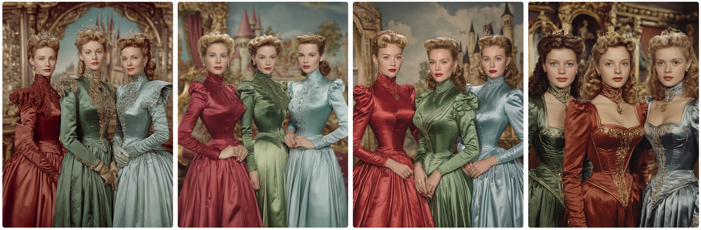 Fairy tales-Old Hollywood style! Sepia, B/W and technicolor- 60 prompts