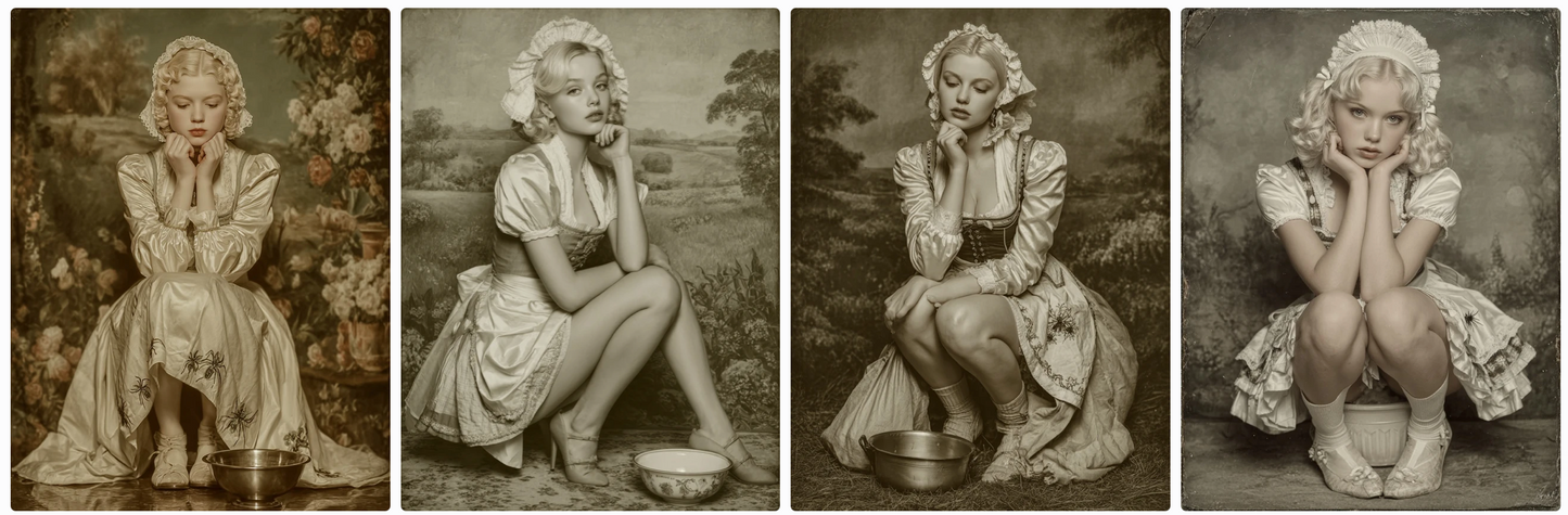 Fairy tales-Old Hollywood style! Sepia, B/W and technicolor- 60 prompts