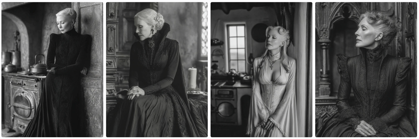Fairy tales-Old Hollywood style! Sepia, B/W and technicolor- 60 prompts