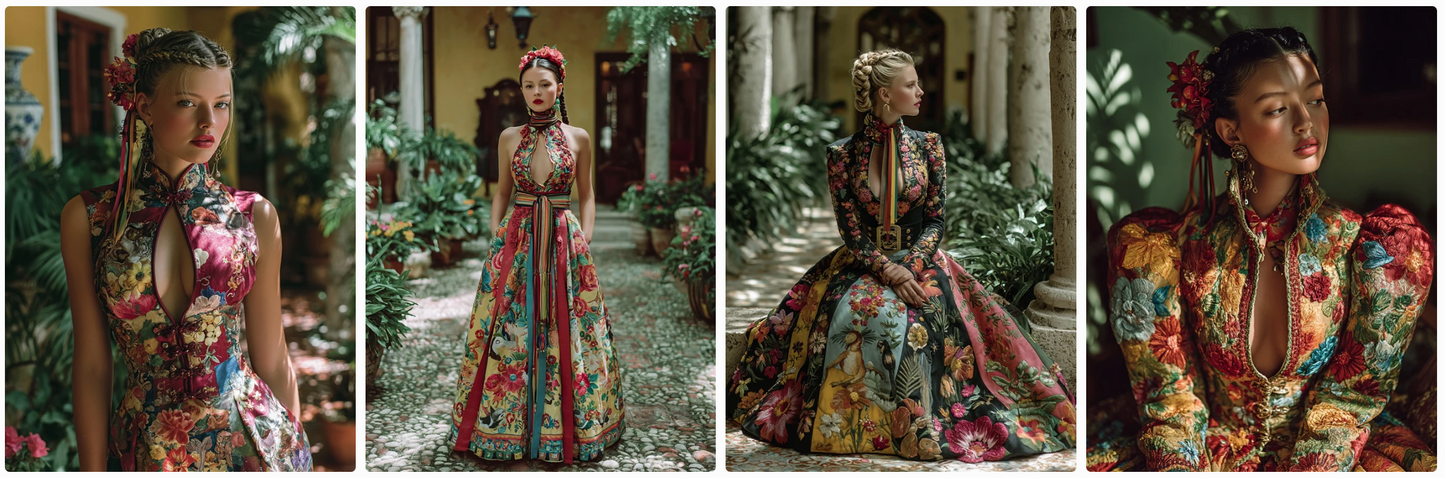 Bundle 6 PDFs! Couture Around the World: 180 MidJourney Prompts Inspired by Global Artists