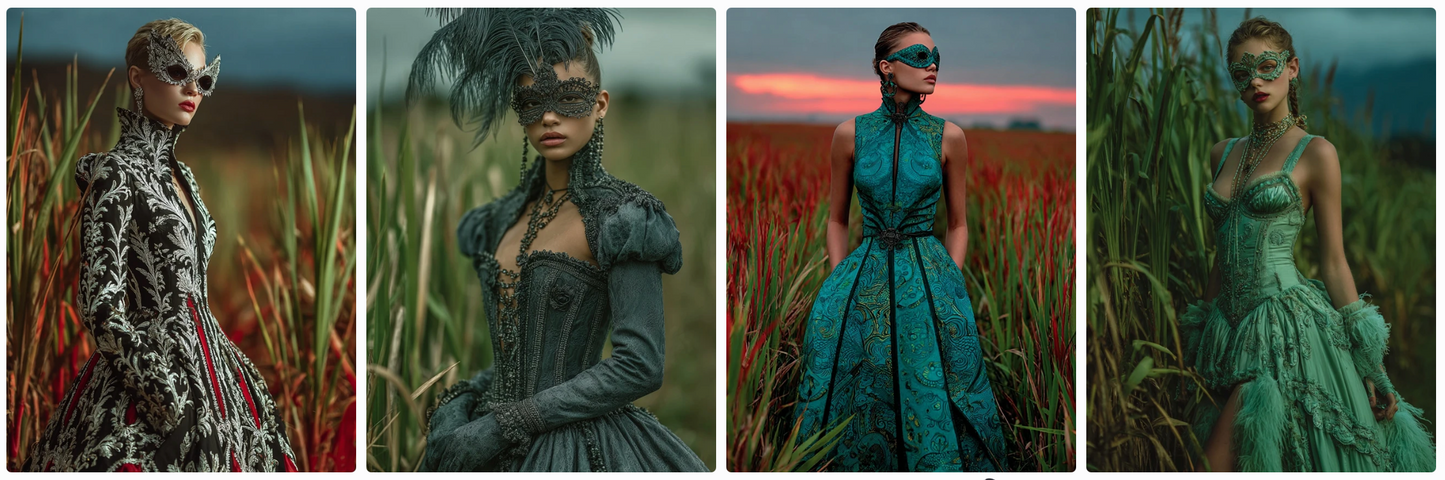 Bundle 6 PDFs! Couture Around the World: 180 MidJourney Prompts Inspired by Global Artists