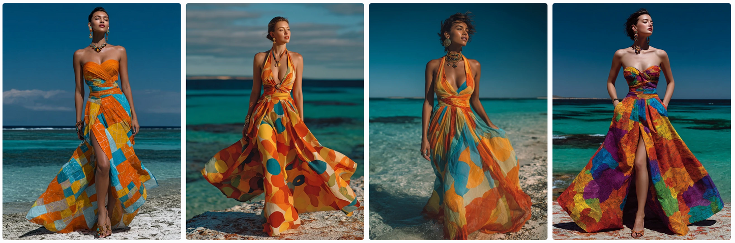 Couture Summer Dresses Inspired by Oceanian Artists — 30 MidJourney Prompts