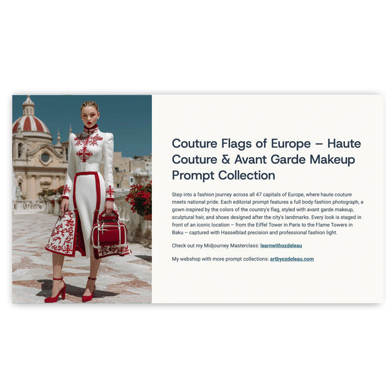 Fashion inspired by all the Flags of Europe – Couture & Prêt-à-Porter 47x2 prompts Bundle