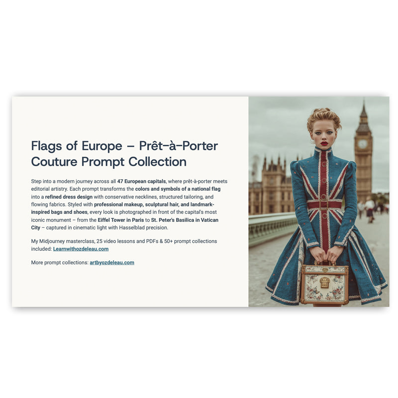 Fashion inspired by all the Flags of Europe – Couture & Prêt-à-Porter 47x2 prompts Bundle