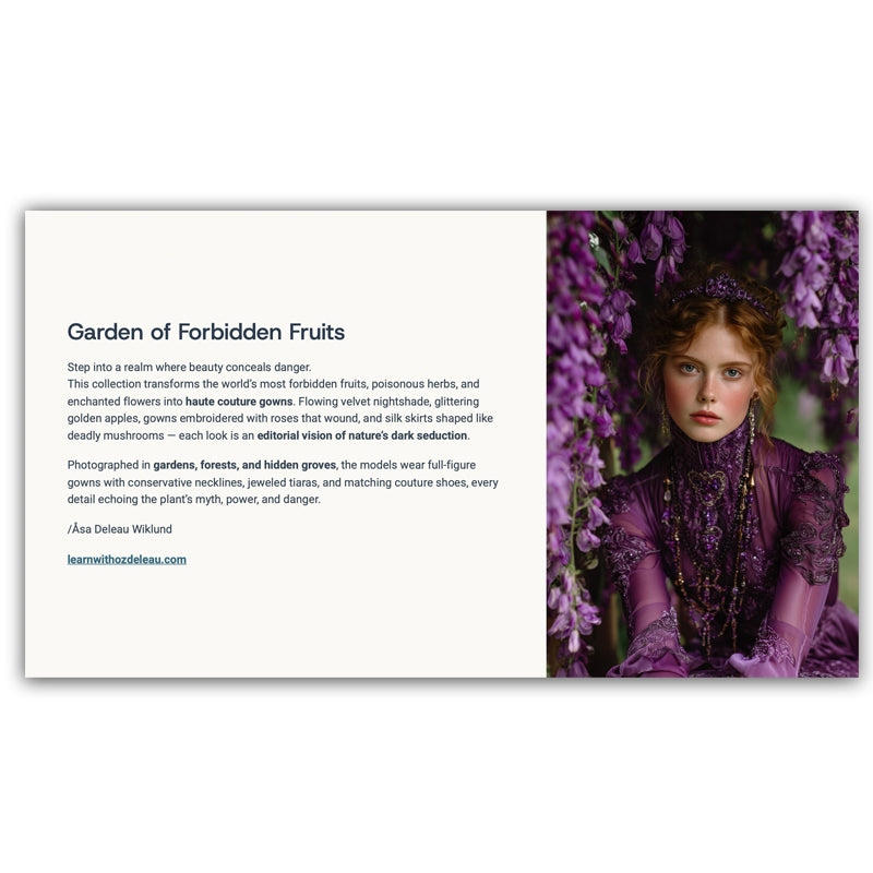 Garden of forbidden fruits and herbs- 60 haute couture prompts