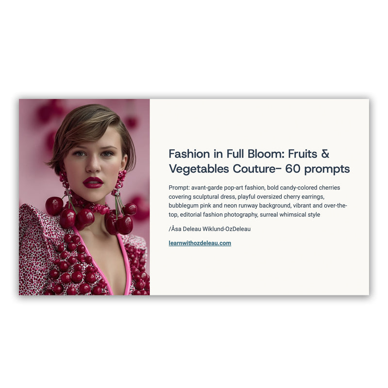 Fruit & Vegetables inspired Couture — 60 MidJourney Prompts