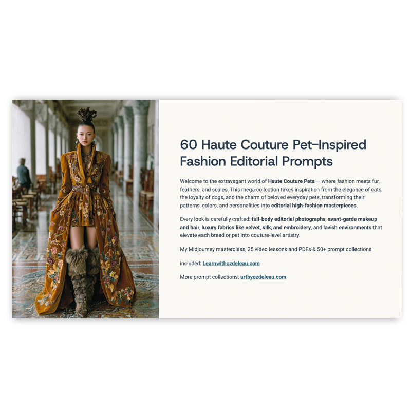 60 Haute Couture Pet-Inspired - Fashion Editorial Prompts