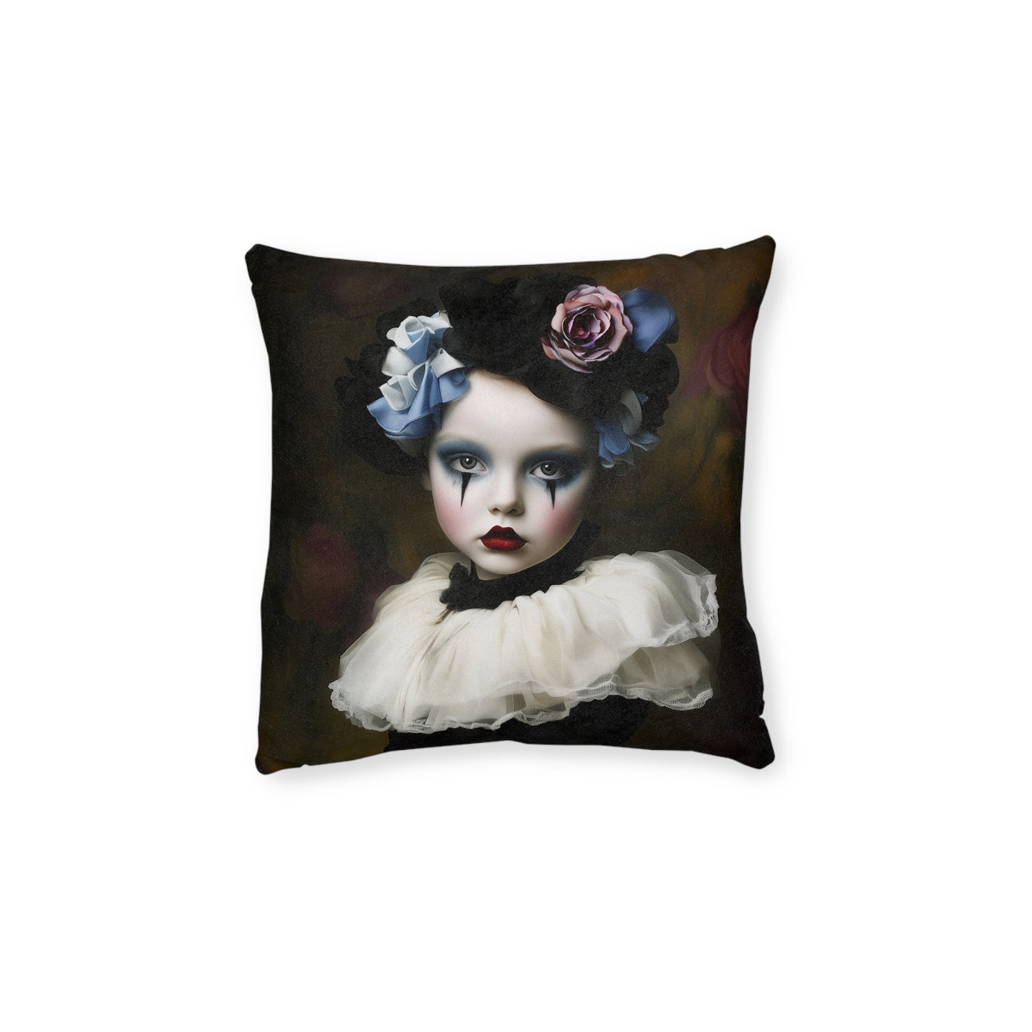 Gothic Clown Girl Square Pillow